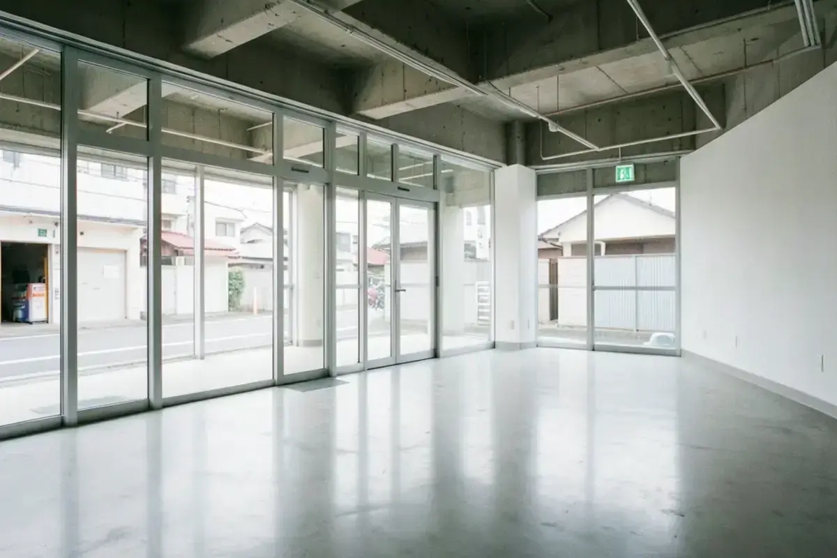 什器がまだない1階の店頭区画
